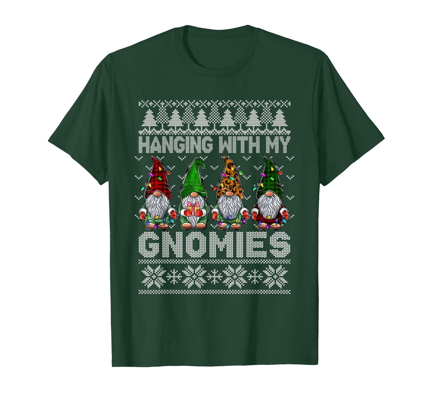 Hanging with My Gnomies Christmas Buffalo Plaid Red Green T-Shirt