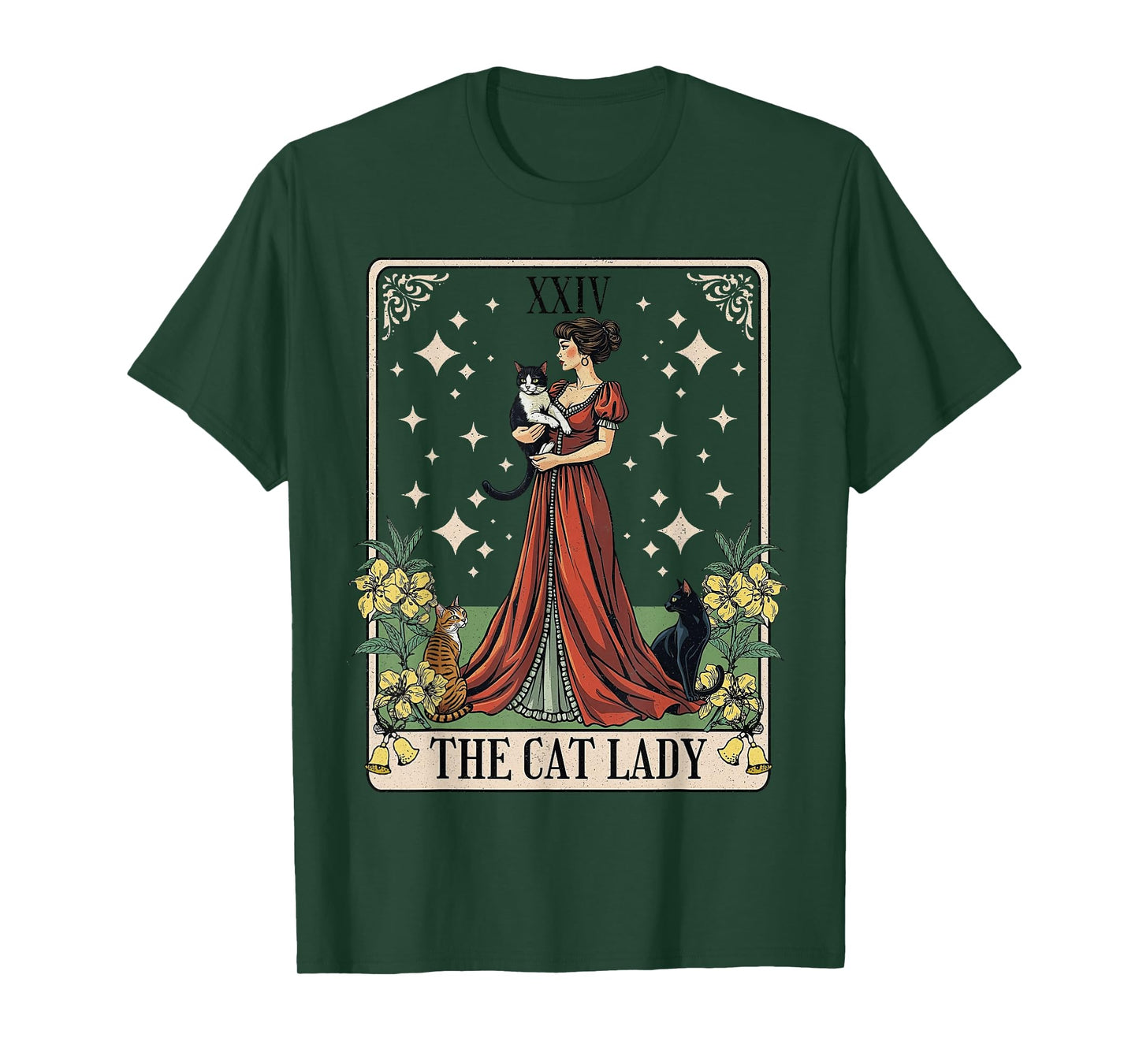 The Cat Lady Tarot Card, Vintage Gothic Cat Women Cat Mom T-Shirt