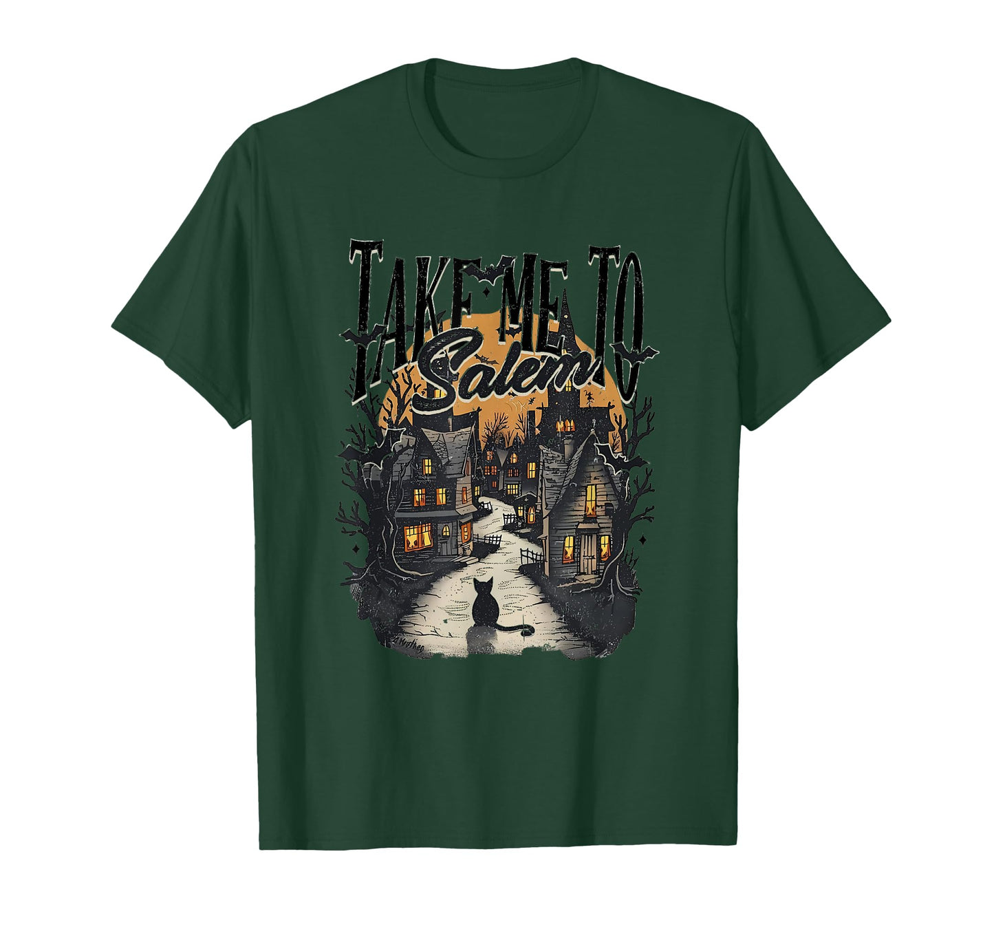 Take me to Salem Retro Halloween Black Cat Spooky Season T-Shirt
