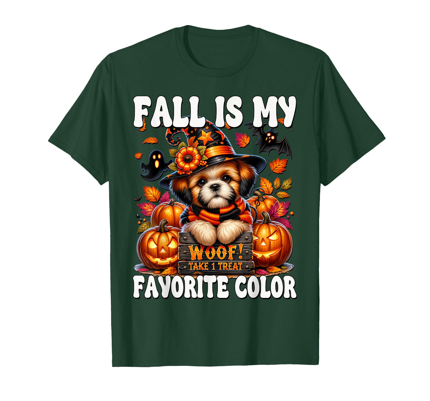 Halloween Shih Tzu Puppy for Mom Fall is My Favorite Color T-Shirt