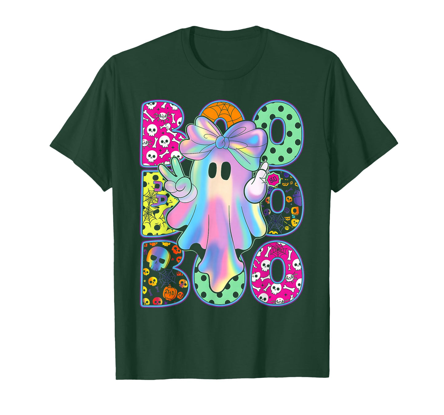 Toddler Ghost with Bow Boo Girls Halloween T-Shirt