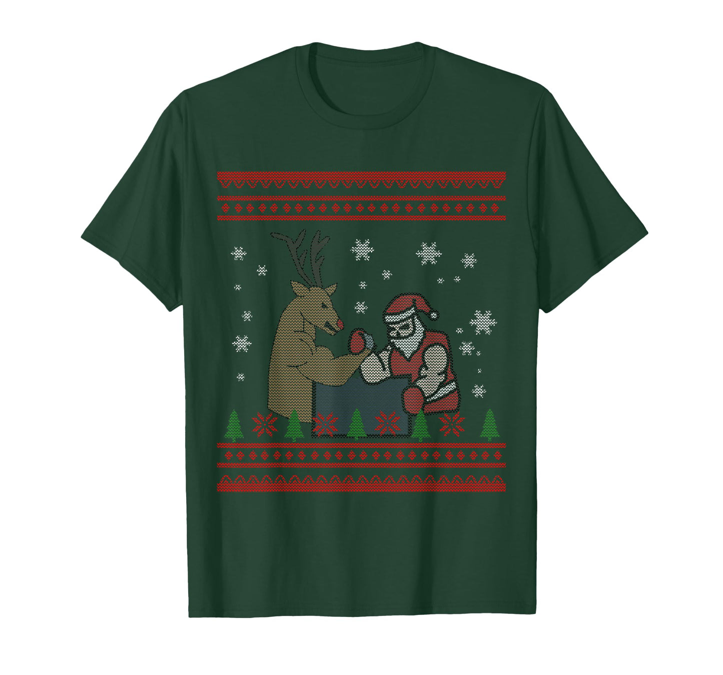 Arm Wrestling Santa Funny Workout Gym Christmas T-Shirt