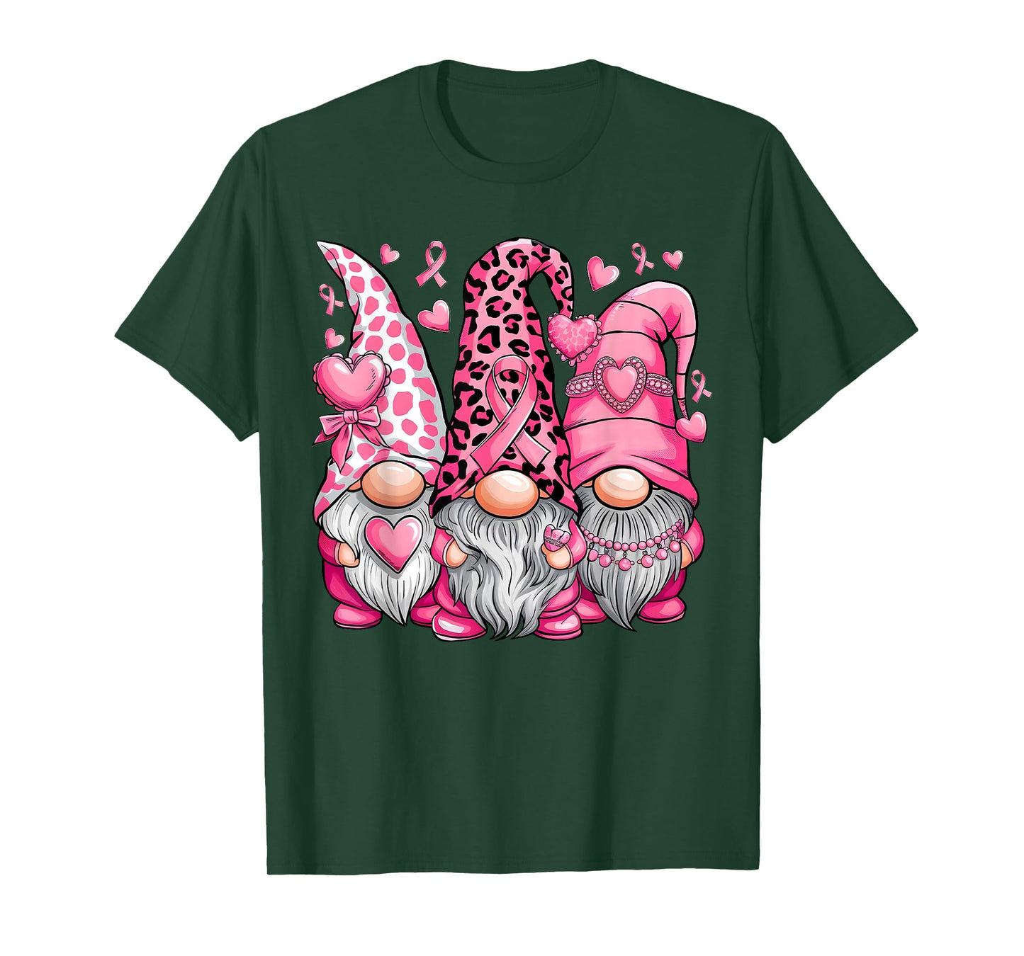 In October We Wear Pink Ribbon Gnomes Women Breast Cancer T-Shirt
