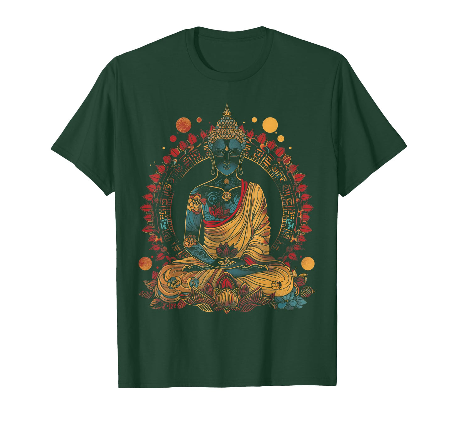 Buddha Vintage Flowers Zen Buddhist Buddhism Yoga Spiritual T-Shirt