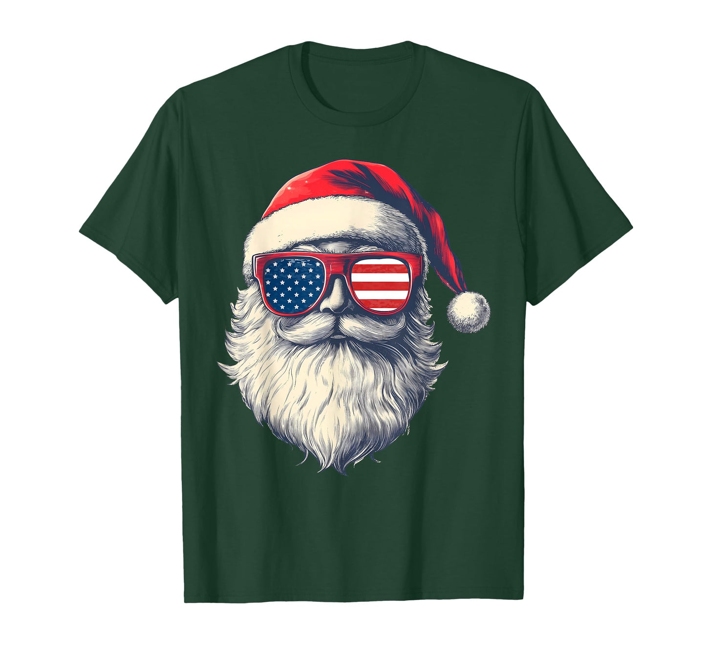 Santa Claus Patriotic USA Sunglasses Christmas in July Santa T-Shirt