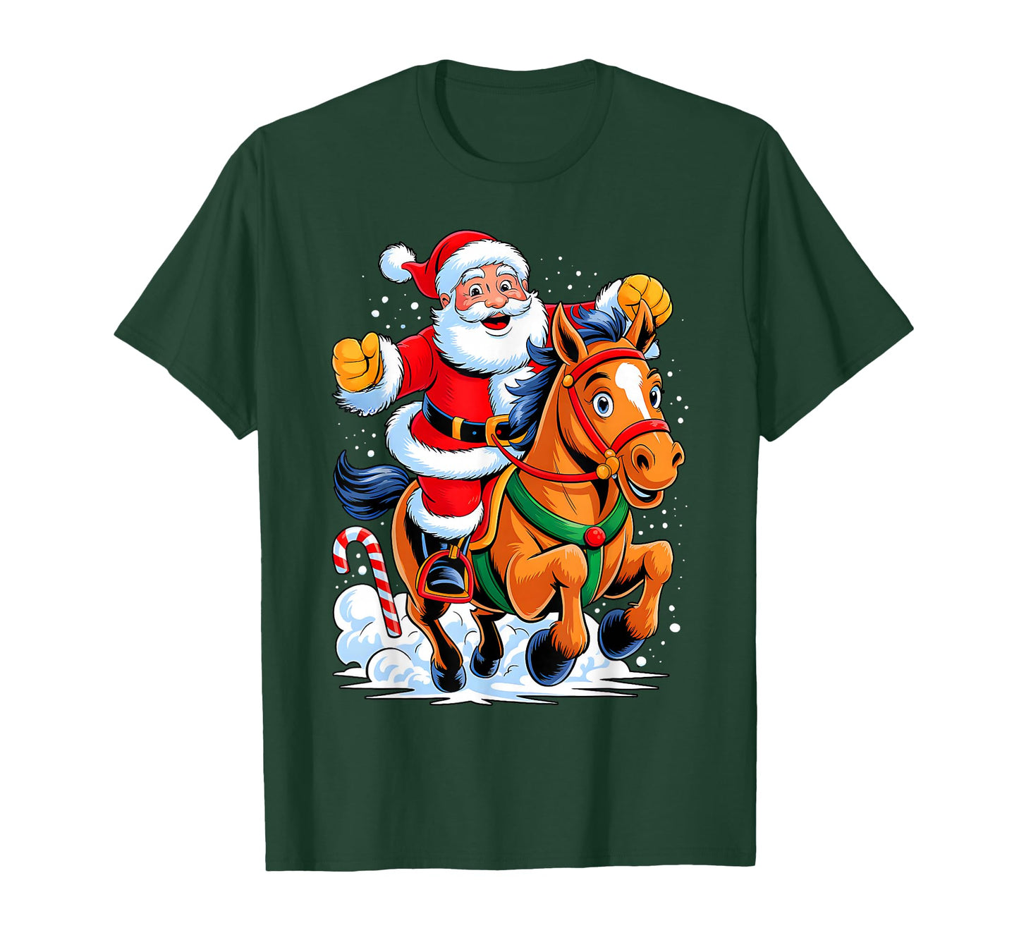 Santa Riding Horse Funny Equestrian Christmas Xmas Pajama T-Shirt