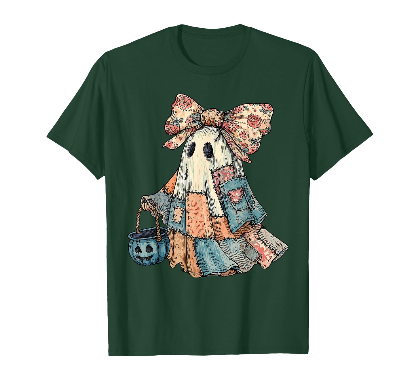 Denim Ghost Spooky Season Costume Coquette Women Girls T-Shirt