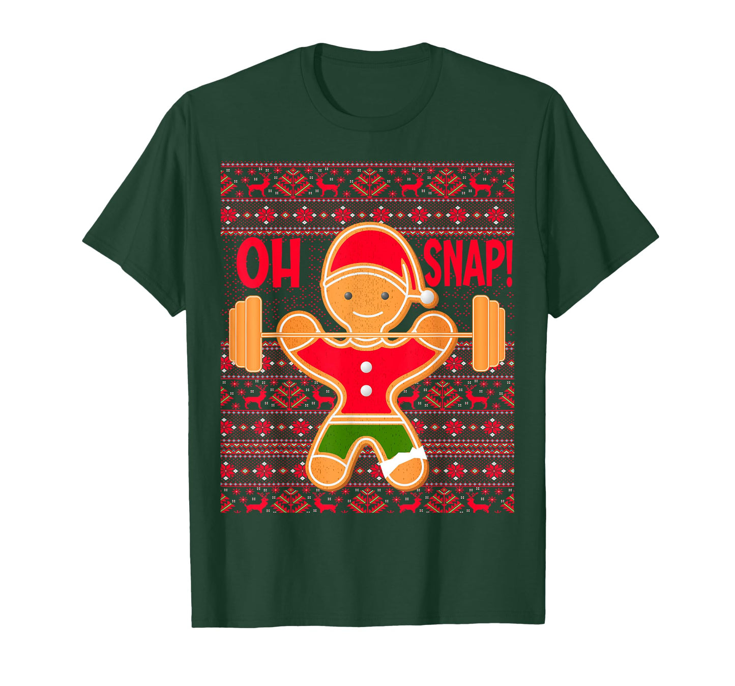 "Oh Snap" Gingerbread Man LIFTMAS Ugly Christmas Gym Funny T-Shirt