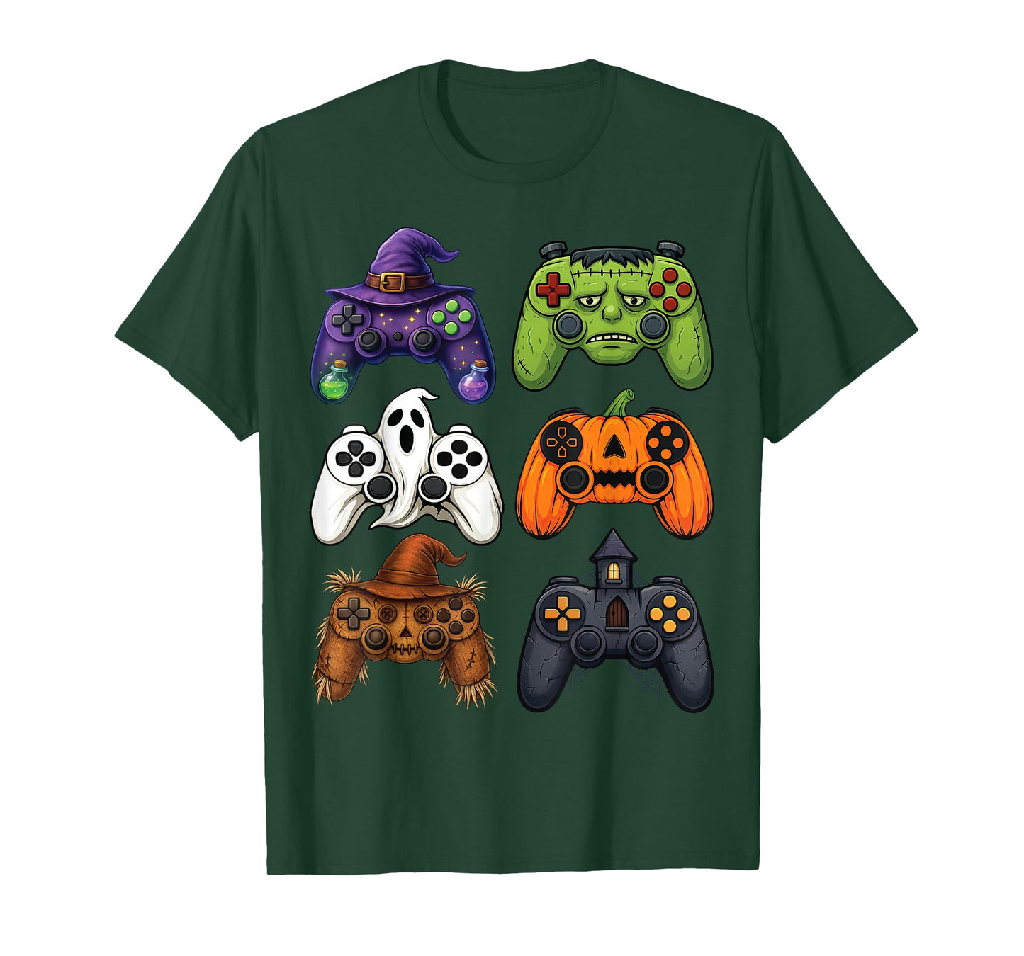 Halloween Gaming Controllers Witch, Frankenstein, Ghost T-Shirt