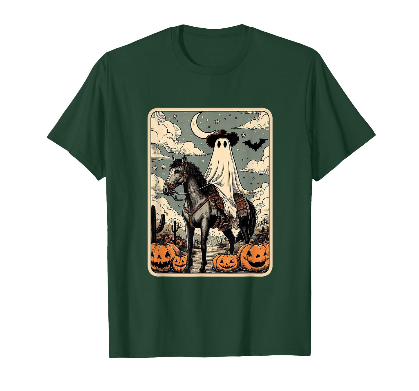 Cowboy Ghost Riding Horse Funny Tarot Card Halloween Season T-Shirt