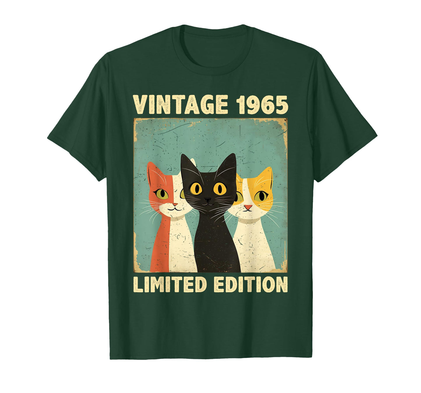 Funny 60 Years Old Gift Vintage 1965 Cat Lover 60th Birthday Men Women Kids T-Shirt