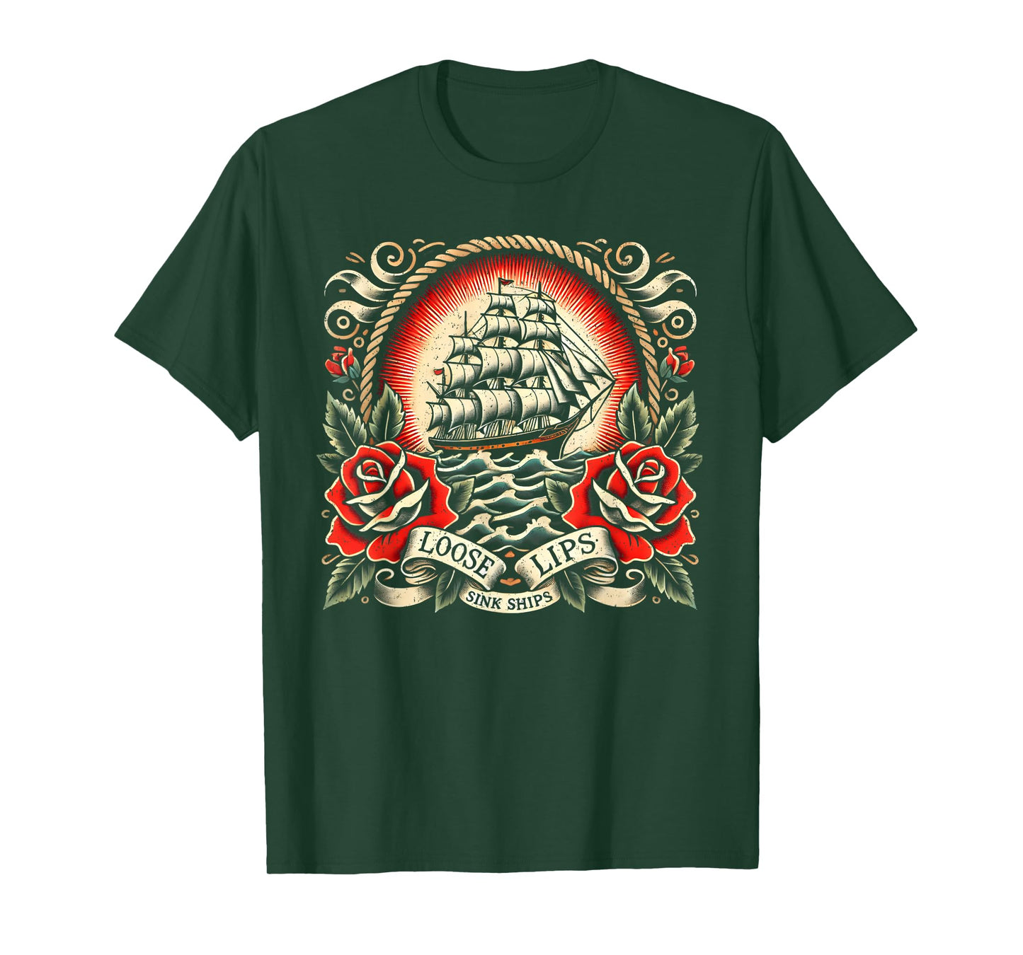 Loose Lips Sink Ships Funny Sarcastic T-Shirt