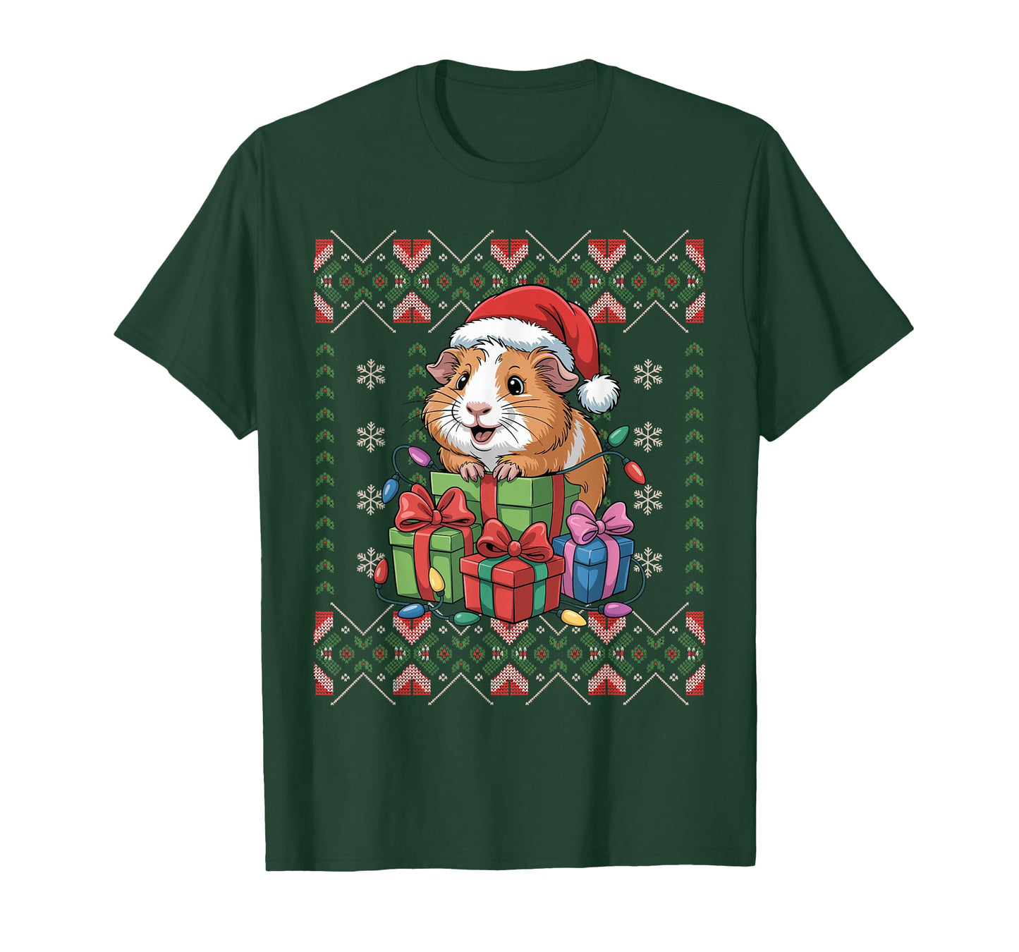 Santa Guinea Pig Christmas Ugly Sweater Funny Holiday Pajama T-Shirt
