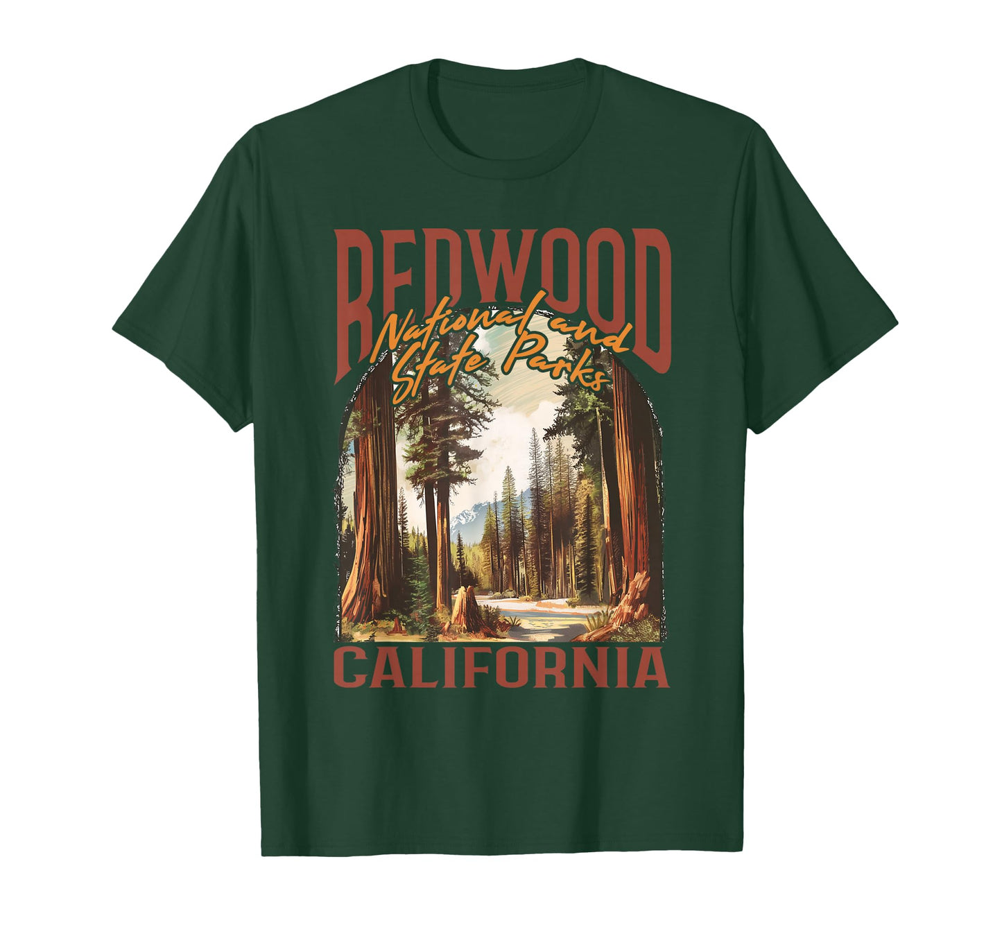Redwood USA National Park Vintage California Outdoors Retro T-Shirt
