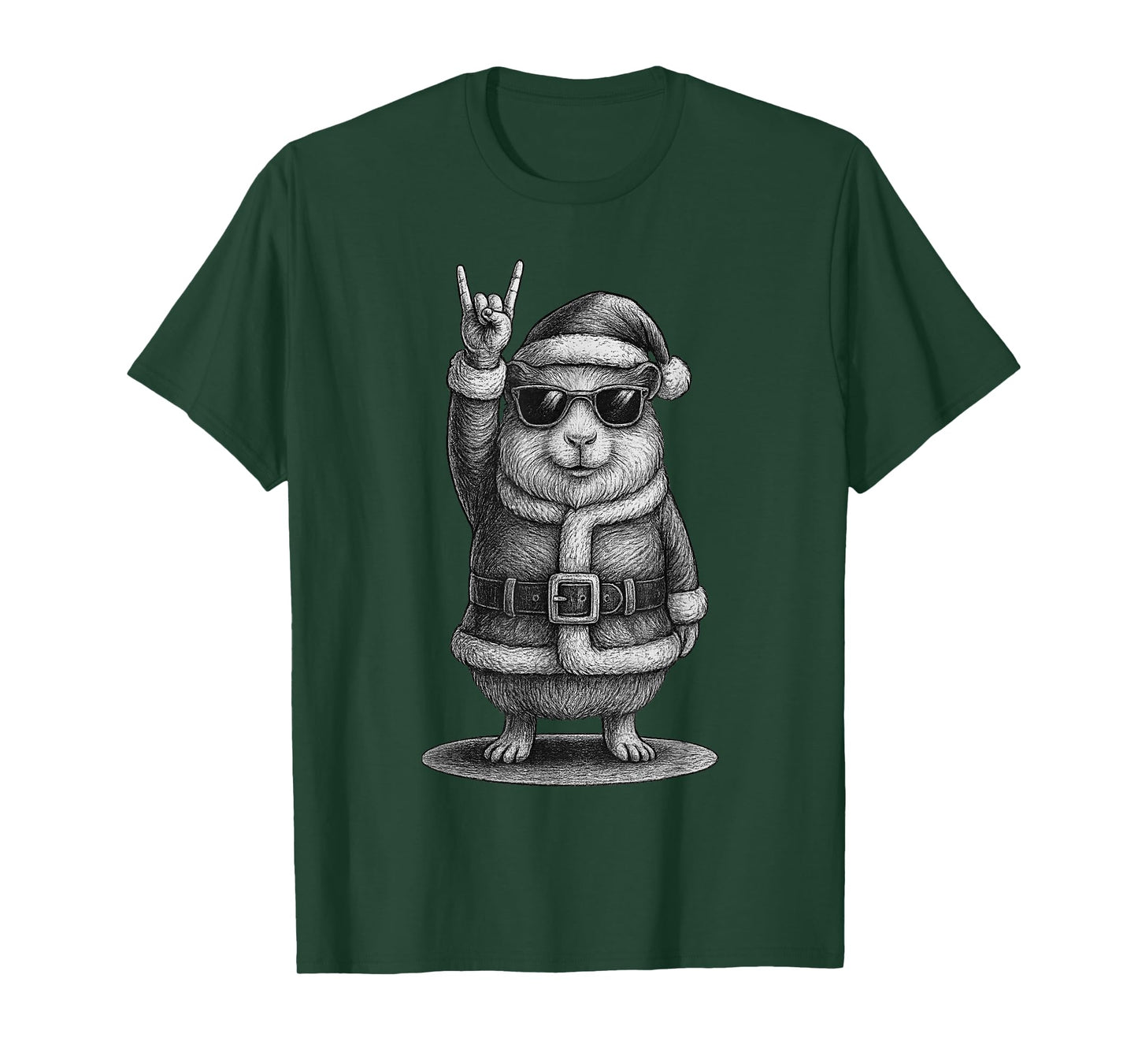 Guinea Pig Rock Music Christmas Pet Lover T-Shirt