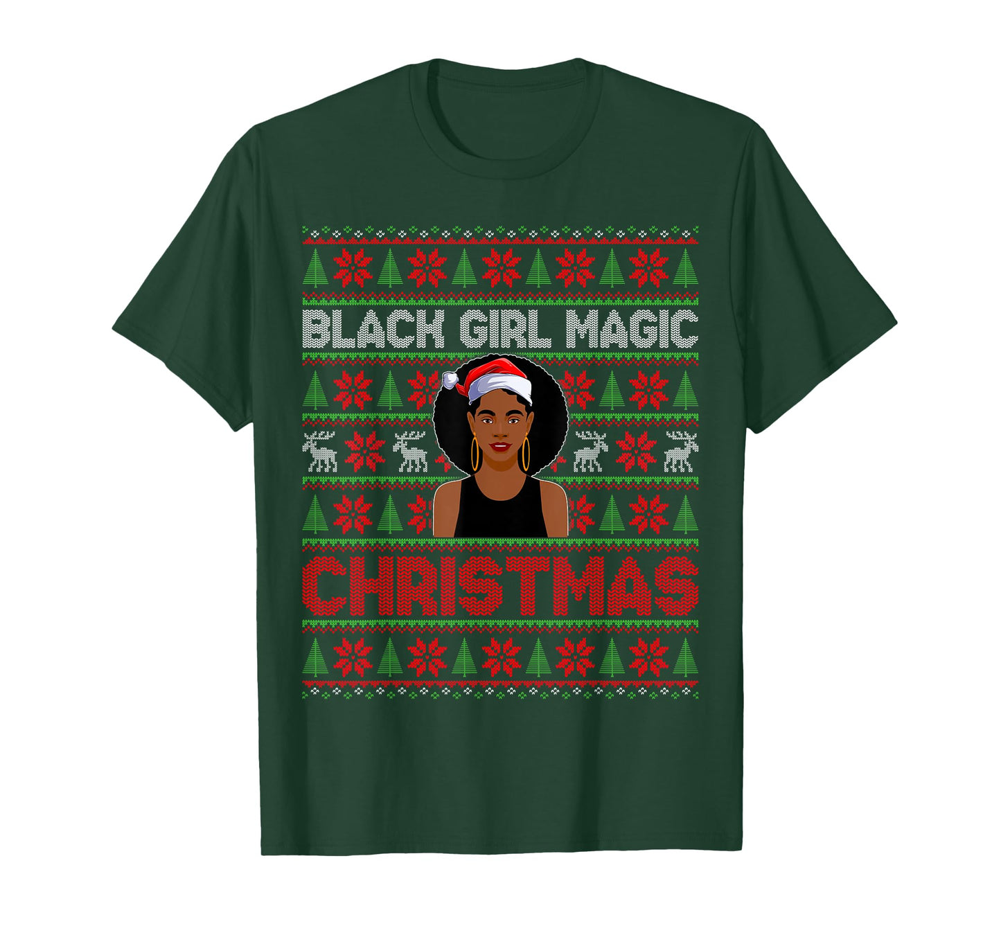 Ugly Sweater African American Black Girl Women Christmas T-Shirt