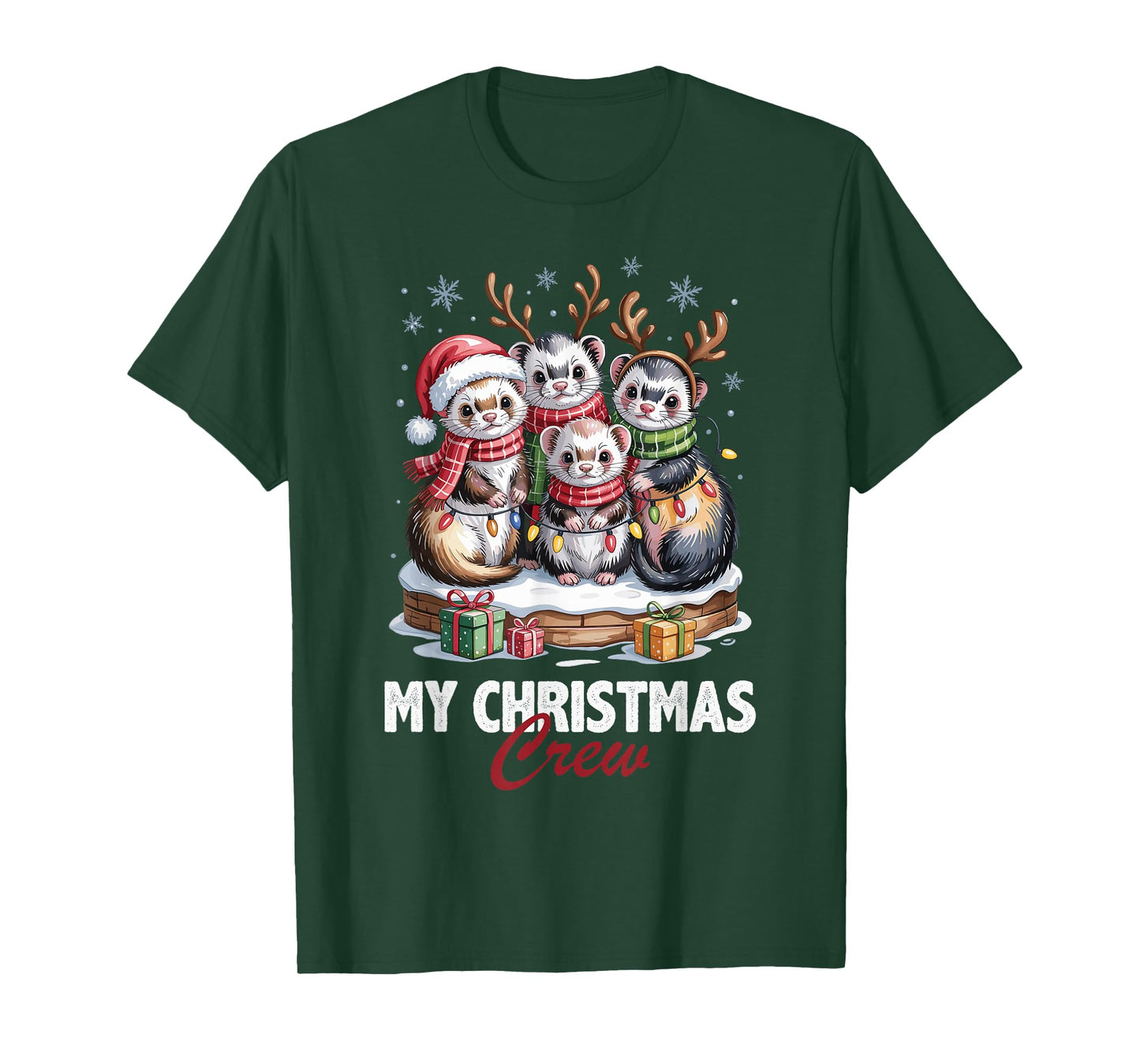 Ferret Christmas Crew Cute Pet Lovers Funny Holiday Pajama T-Shirt