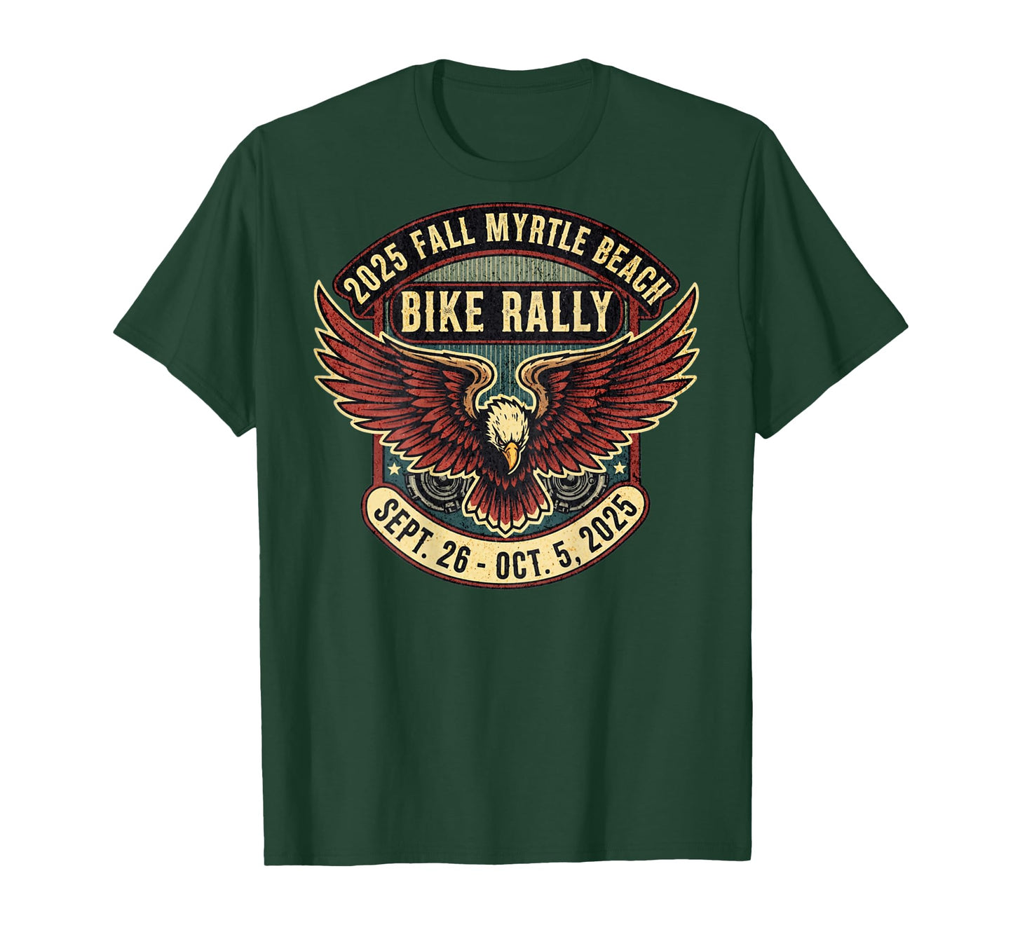 2025 Fall Myrtle Beach Bike Rally with Vintage Art ON Back T-Shirt
