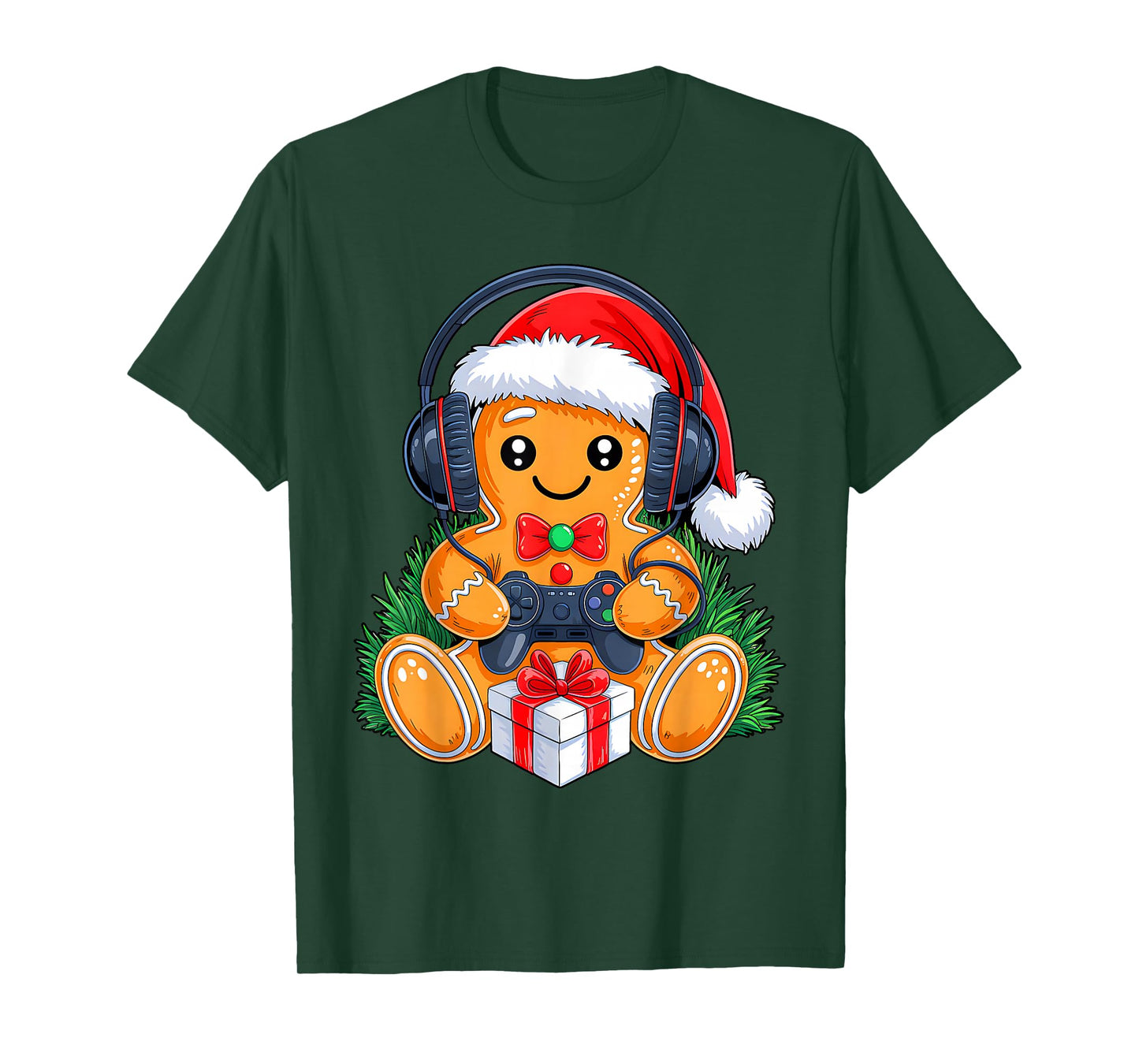 Funny Christmas Gamer Gingerbeard Xmas Gaming Men Boys Kids T-Shirt