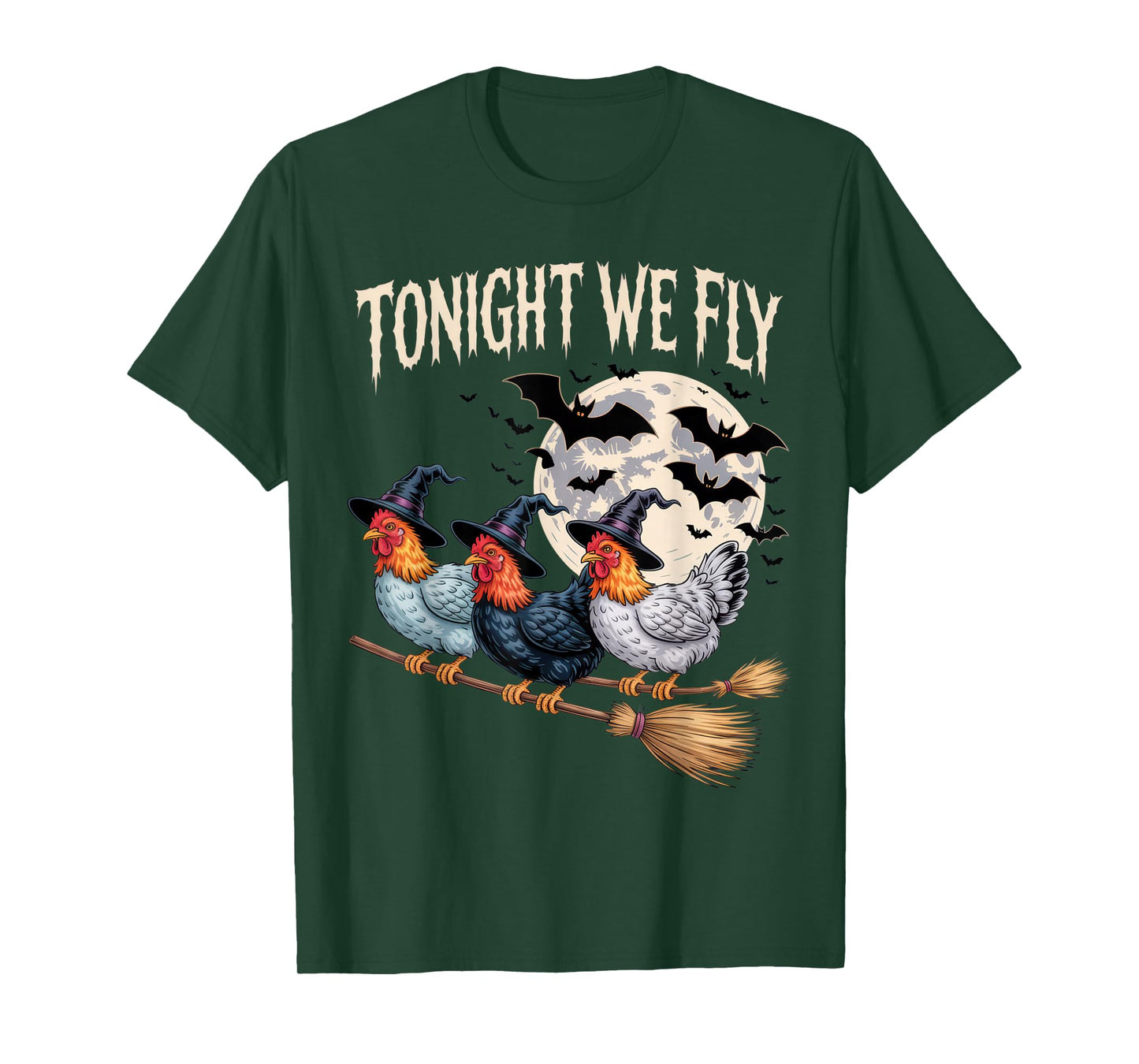 Tonight We Fly Halloween Chicken Witch Funny Costume T-Shirt