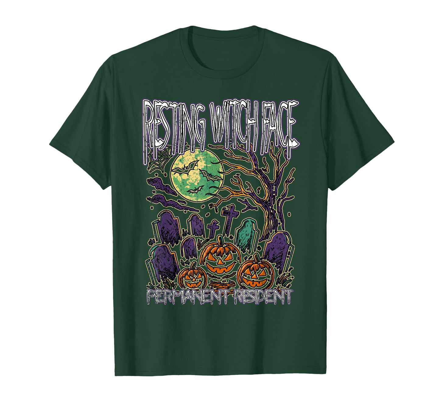 Resting Witch FACE Permanent Resident Happy Halloween Spooky T-Shirt