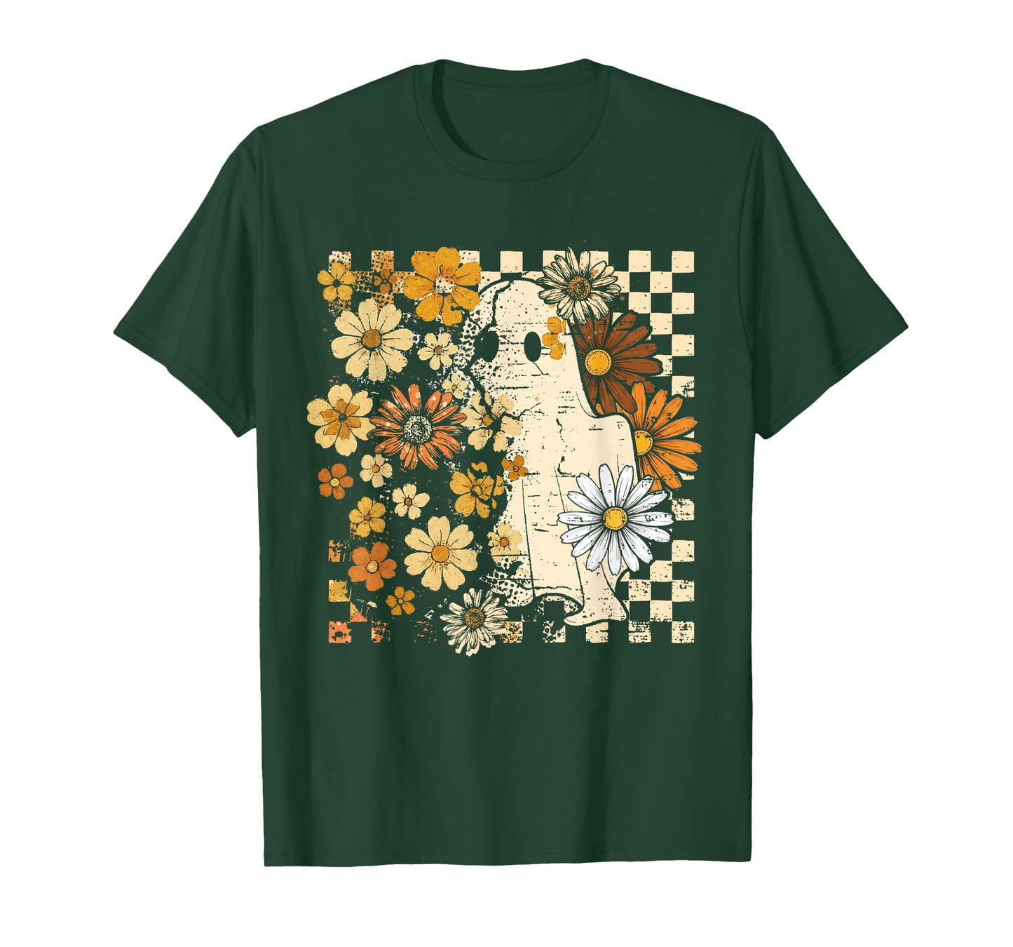 Vintage Ghost Floral Halloween Fall Thankgiving Costume T-Shirt