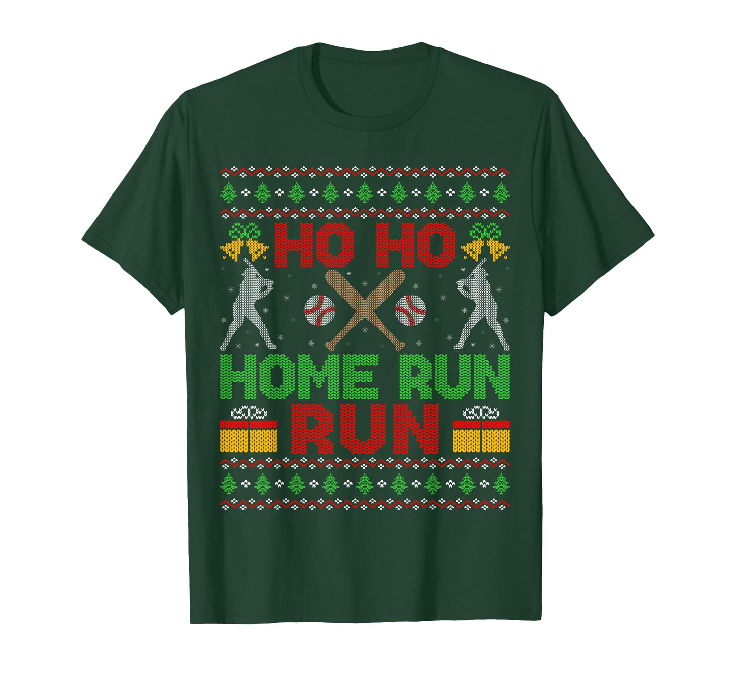 Baseball Ugly Xmas Sweater Style Baseball Player Christmas T-Shirt