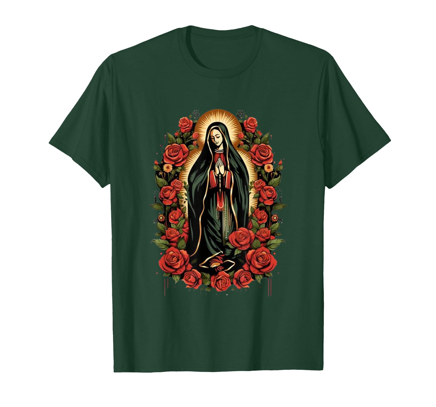 Our Lady De Guadalupe Shirt Men Women Roses T-Shirt