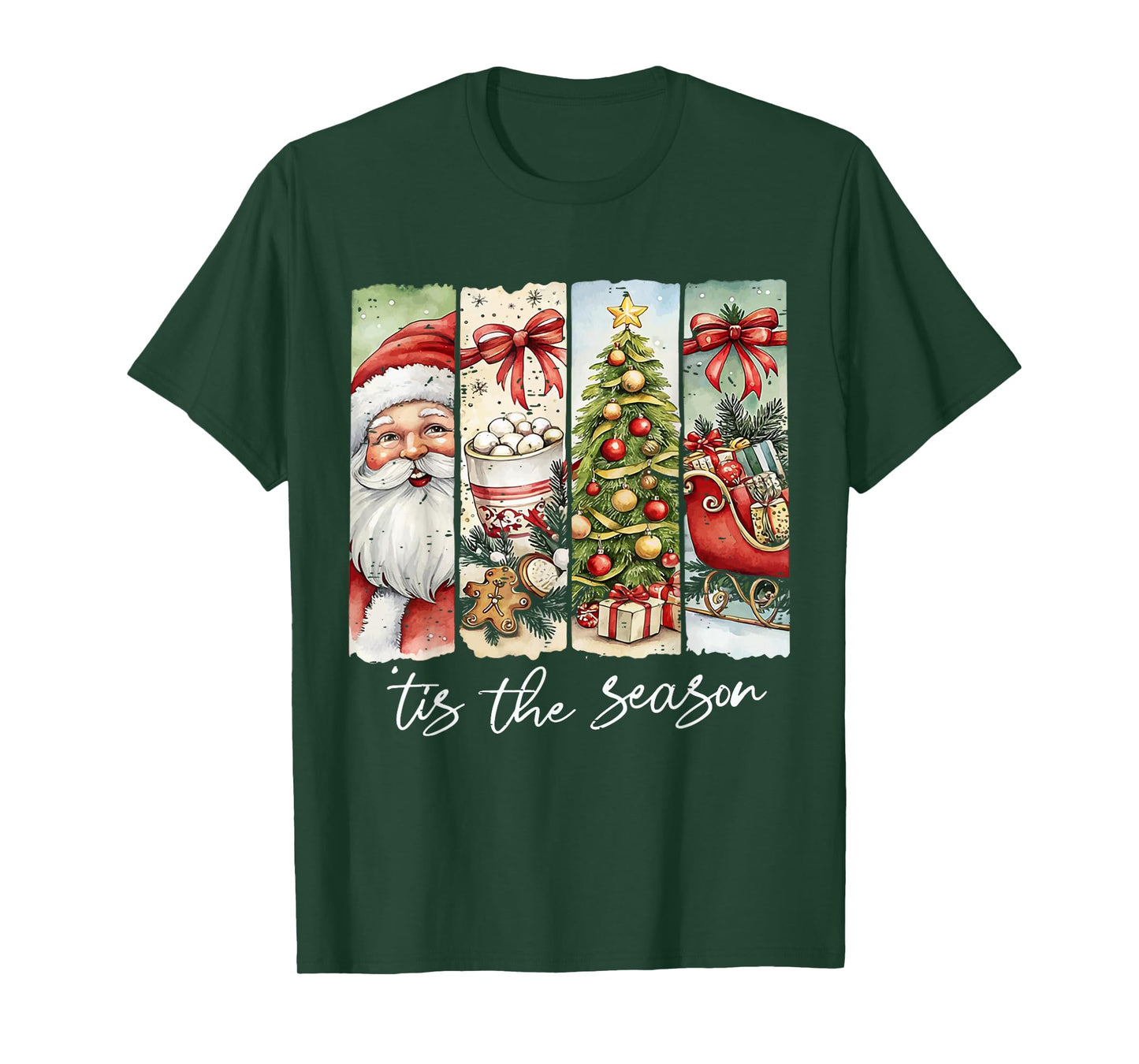 Vintage Funny Tis The Season Merry Christmas Santa Cute Xmas T-Shirt