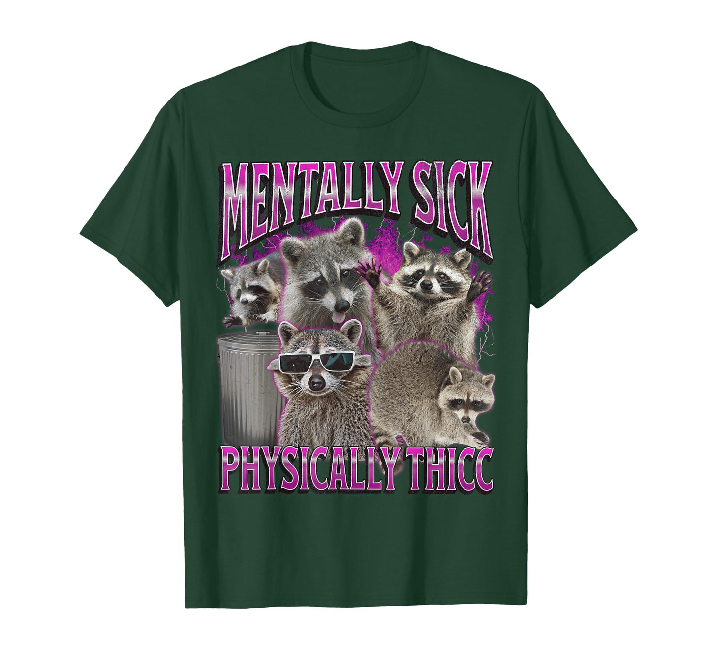 Physically Thicc Funny Raccoon Meme Bootleg Graphic 90s T-Shirt