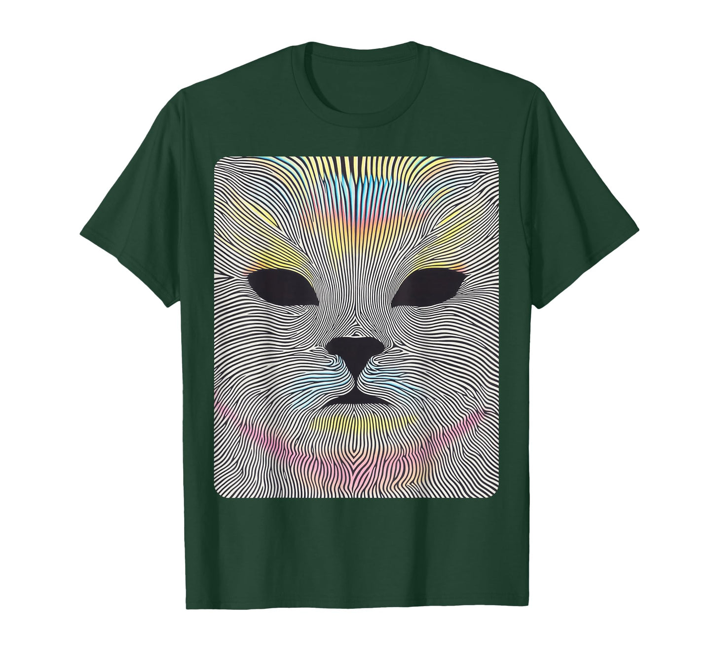 Pop Art Colorful Cat Optical Illusion Artwork T-Shirt