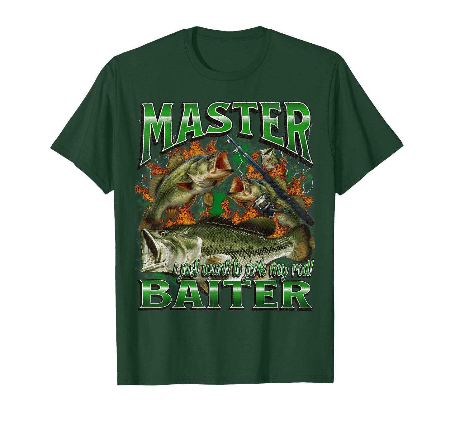 Master Baiter Funny Offensive Fishing Meme Bootleg Graphic T-Shirt