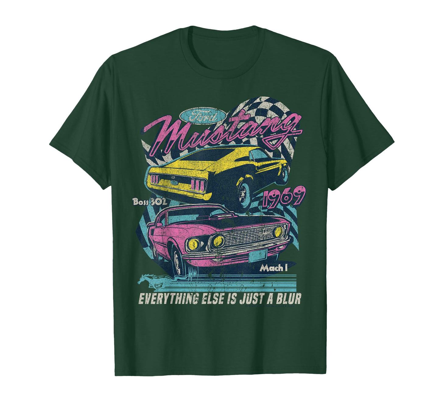 Ford - Vintage Mustang Mach 1 1969 Boss 302 Just A Blur T-Shirt