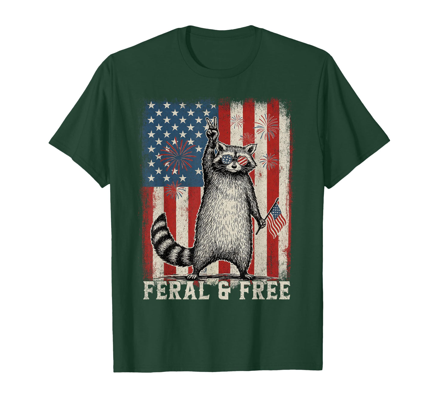 Feral But Free Raccoon July 4th Patriotic Shirt for Family T-Shirt