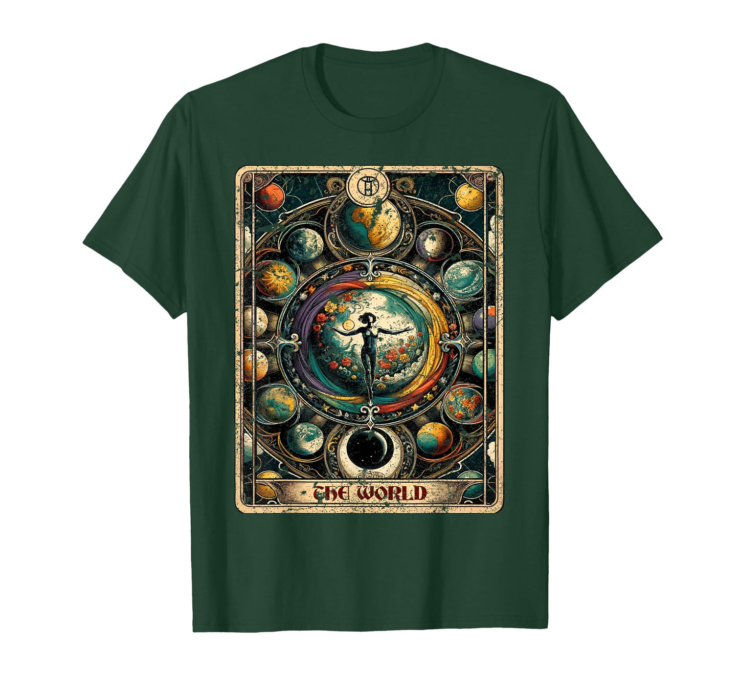 Distressed Grunge Worn Out Style The World Tarot Card T-Shirt