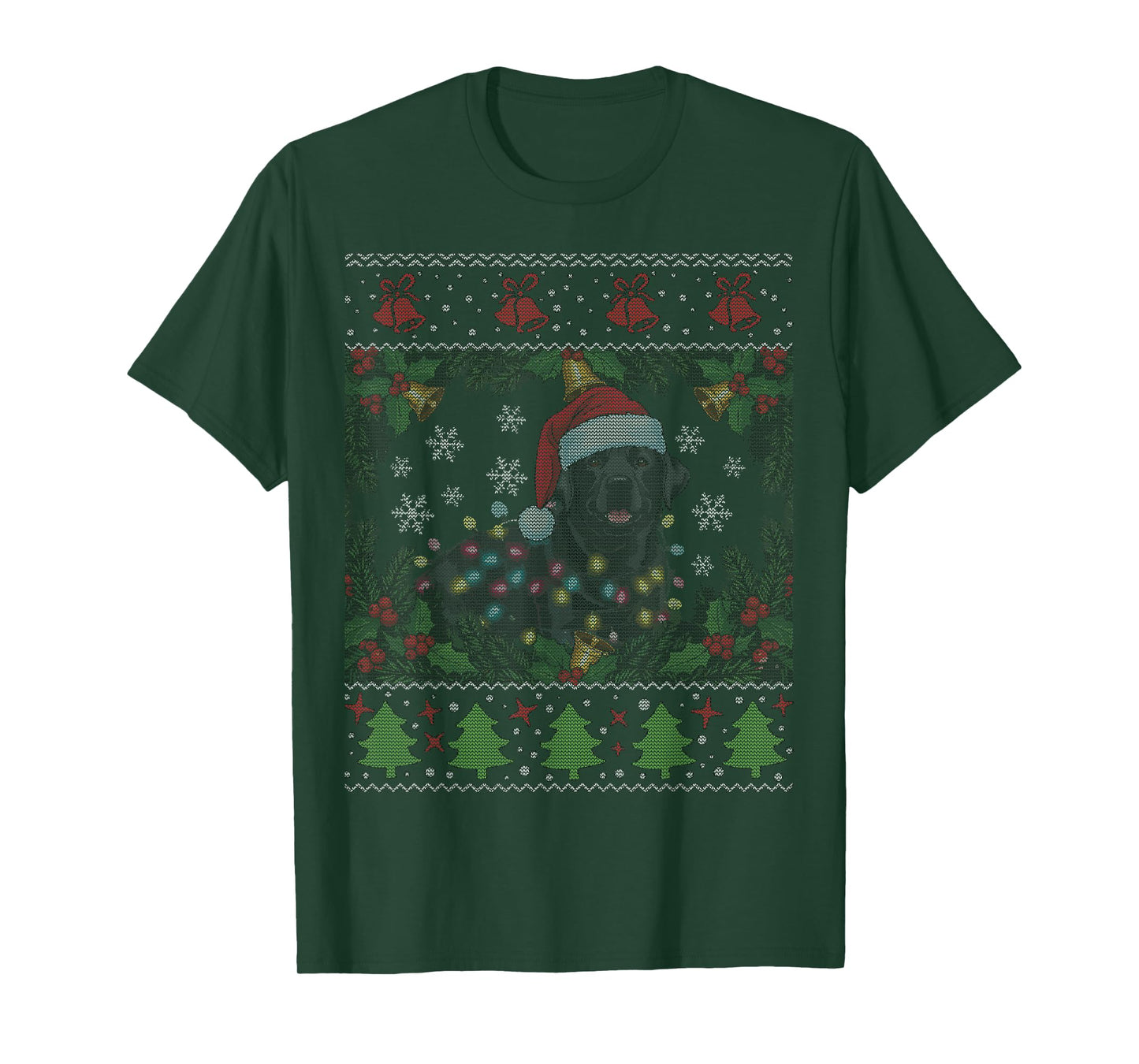 Labrador Dog Santa Happy Christmas Funny Ugly Christmas T-Shirt