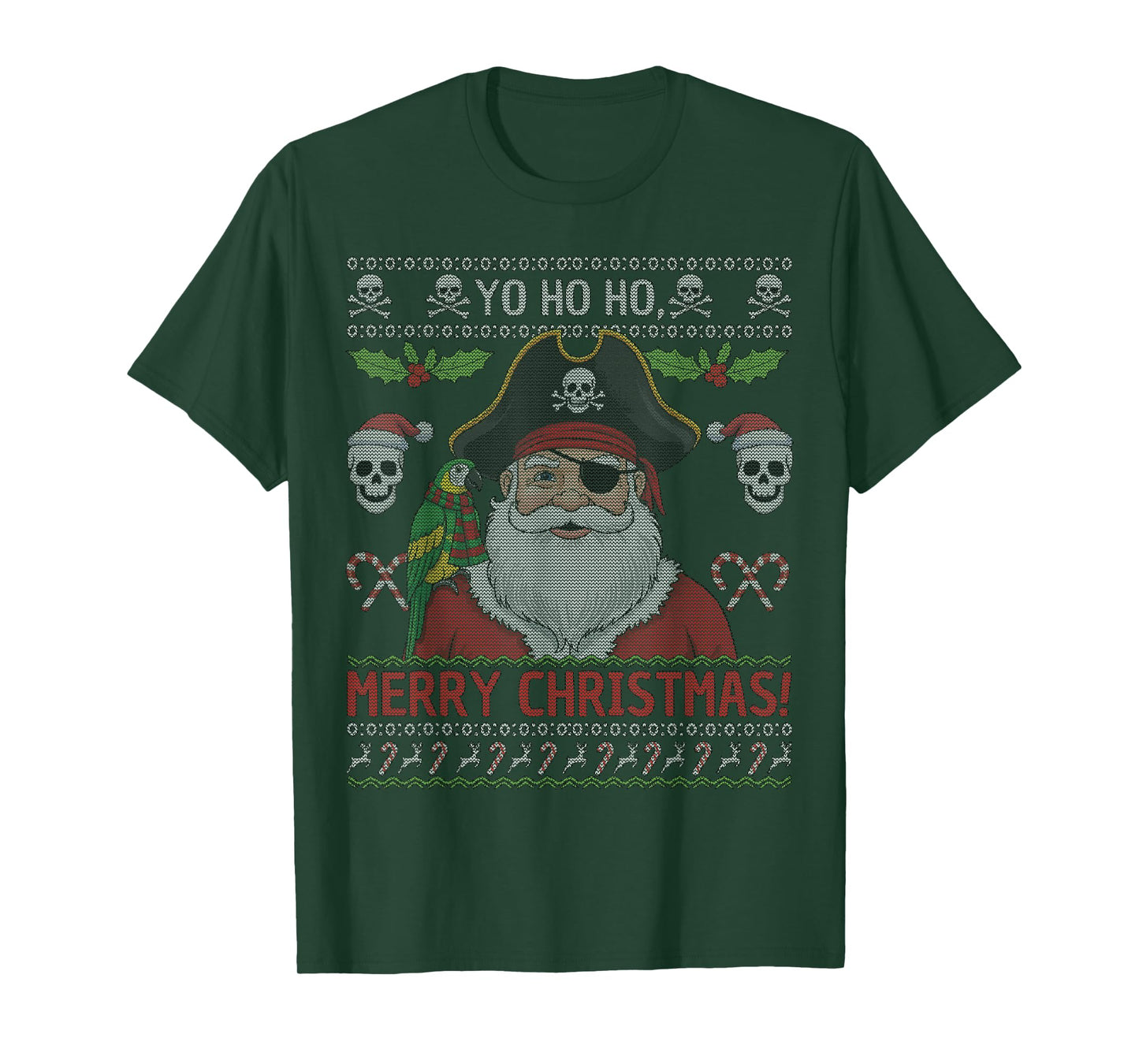 Santa Pirate Merry Christmas Funny Ugly Christmas T-Shirt