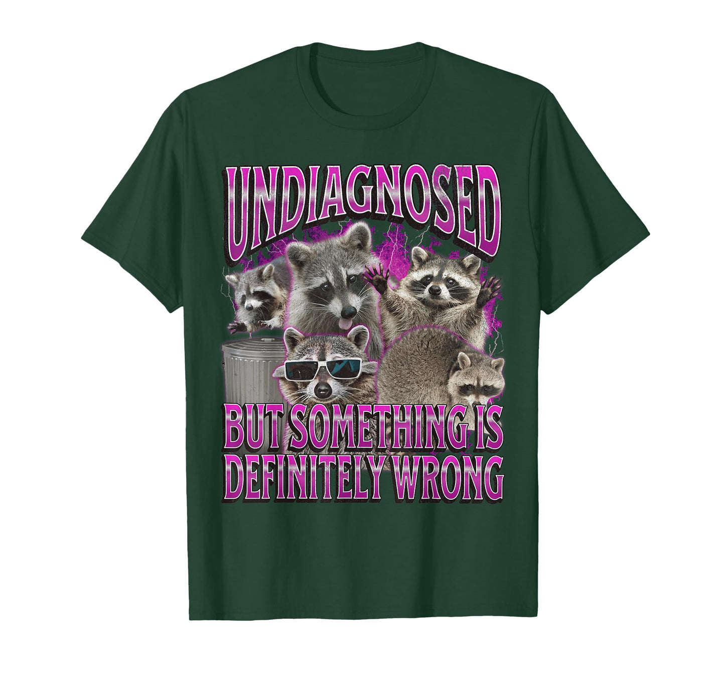MildlyPerturbed Unisex-Adults Retro Funny Raccoon Meme T-Shirt, Black, Small, Short Sleeve