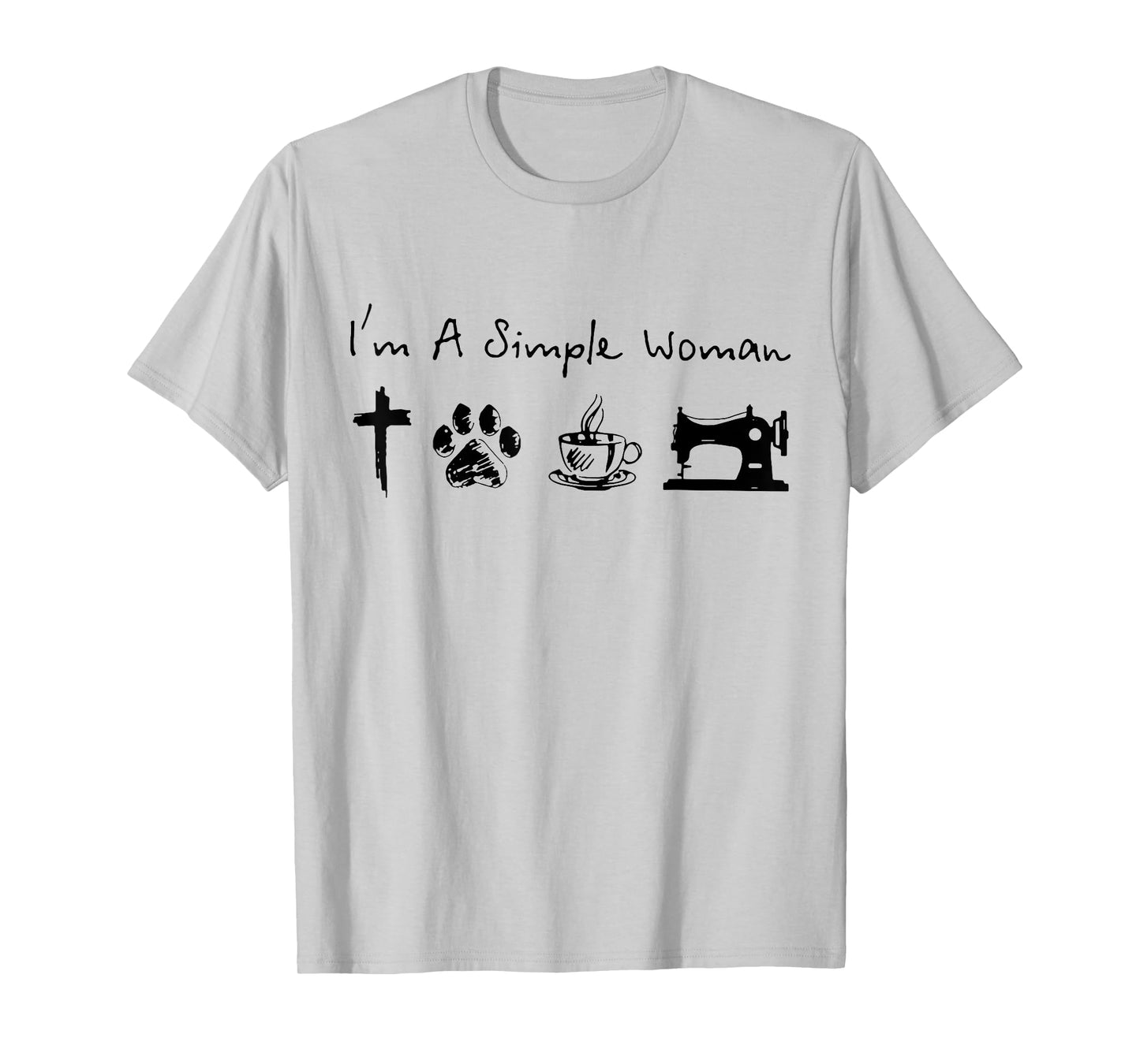 I'm A Simple Woman Jesus Dogs Cats Coffee Sewing Quilting T-Shirt