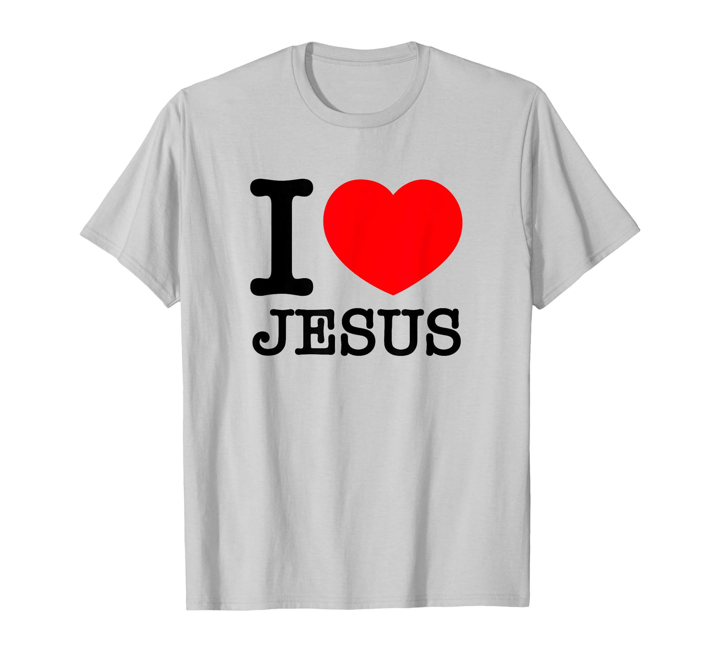 I Love (Heart) Jesus T-Shirt - Red Heart Black Text Design T-Shirt