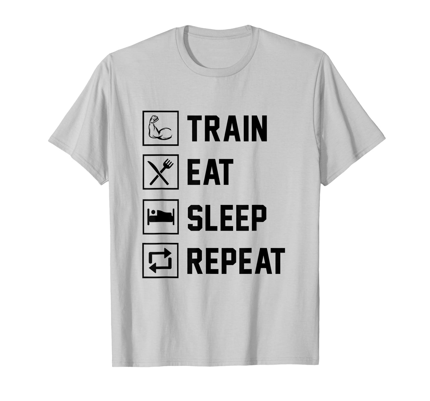 Train Eat Sleep Repeat Gym Fitness Building Muscle Sports T-Shirt
