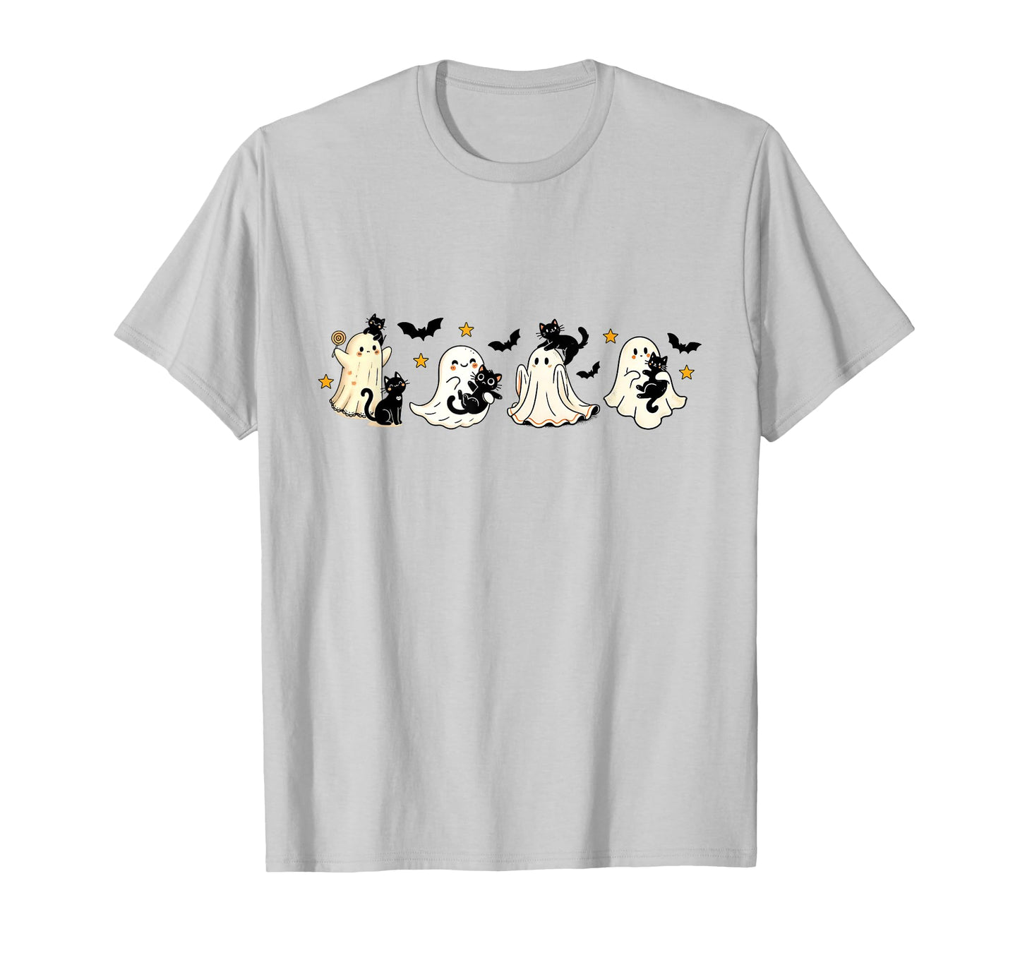 Cute Black Cat Ghost Halloween Ghost Holding Black Cat Women T-Shirt