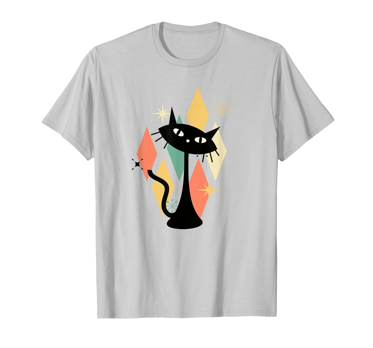 Colorful Retro Cat Midcentury Atomic Age Modern Mid Century T-Shirt for Men Women Kids