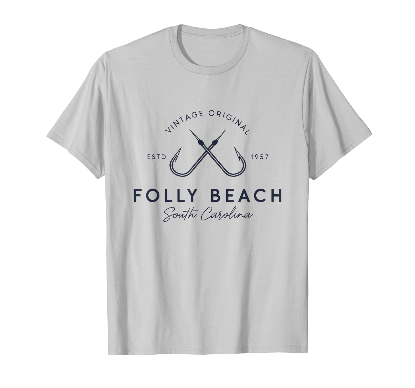 Folly Beach South Carolina Retro Fishing Tee T-Shirt