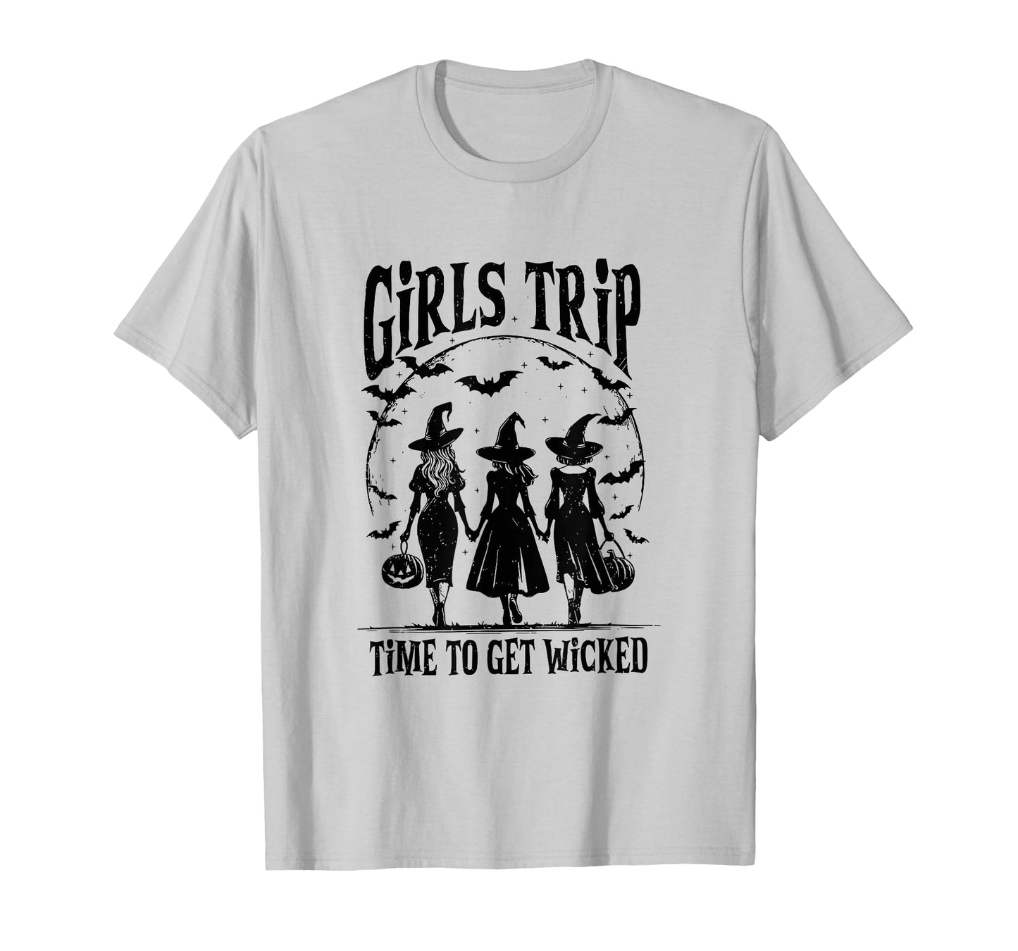 Girls Trip Time To Get Wicked Halloween Salem Witch Womens T-Shirt