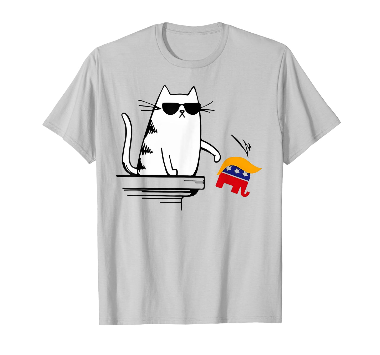 Cool Cat Harris Walz Knock Over Trump Elephant Hair Yard Men Women T-Shirt