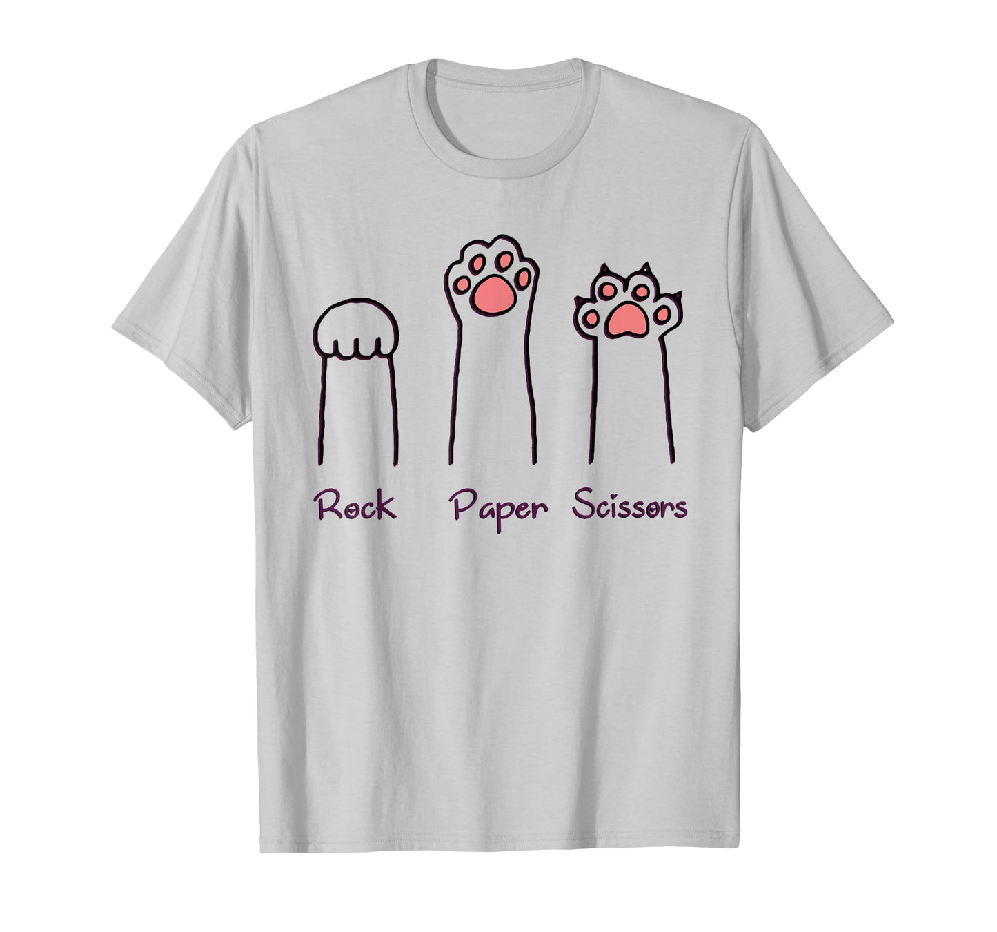 Rock Paper Scissors Hand Game Cute Paw Funny Cat T-Shirt for Men Women