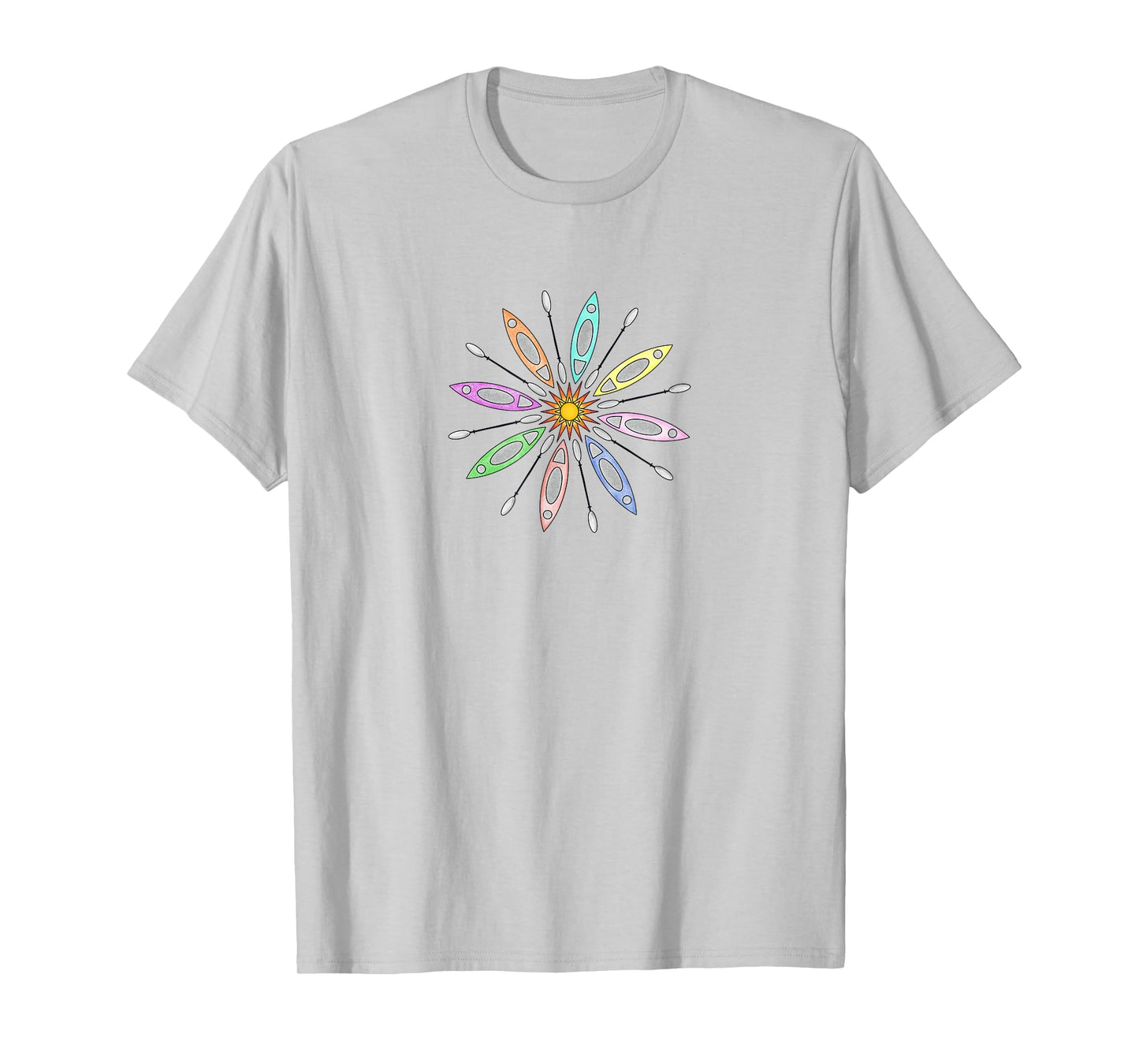 Kayaks and Paddles Around the Sun, Kayakers Mandala Design T-Shirt