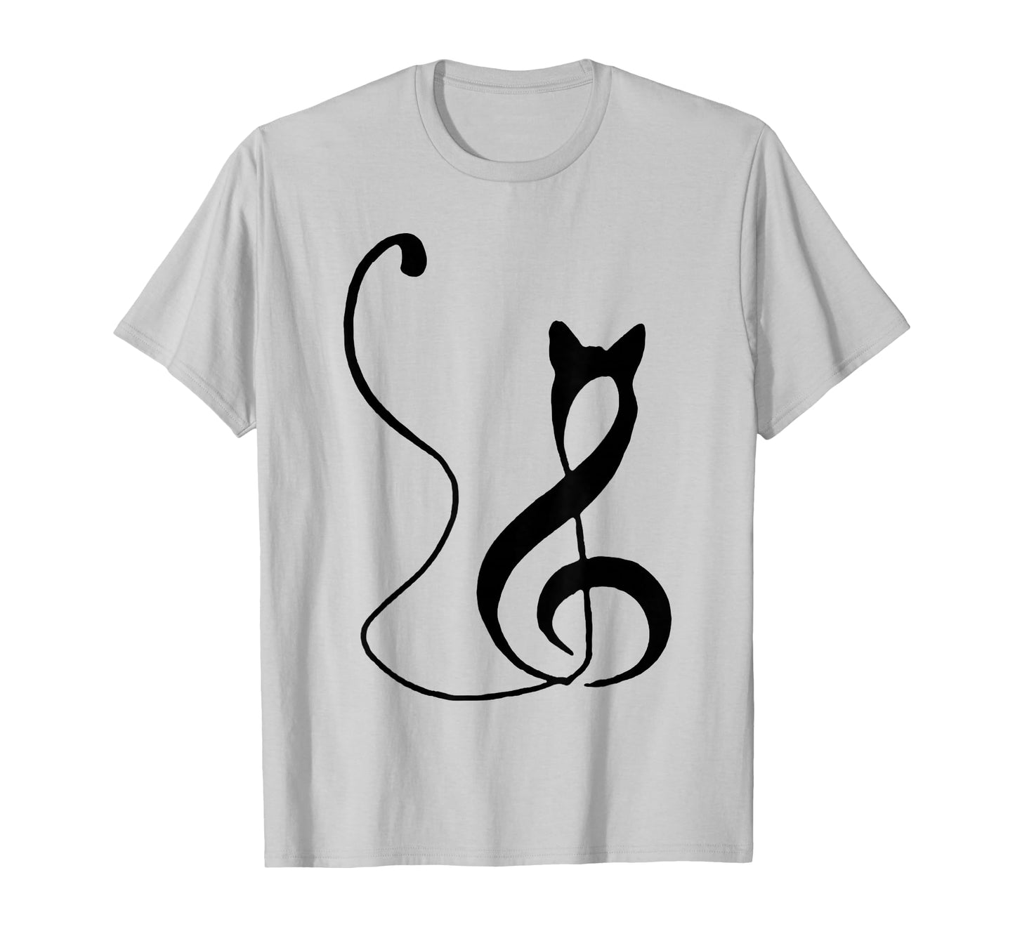 Music Note Inspired Cat Minimalist Music Lover Design T-Shirt