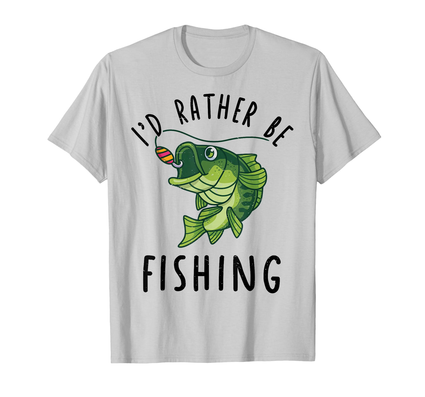 Kid Id Rather Be Fishing Youth Boy Bass Fish Funny Fisherman T-Shirt